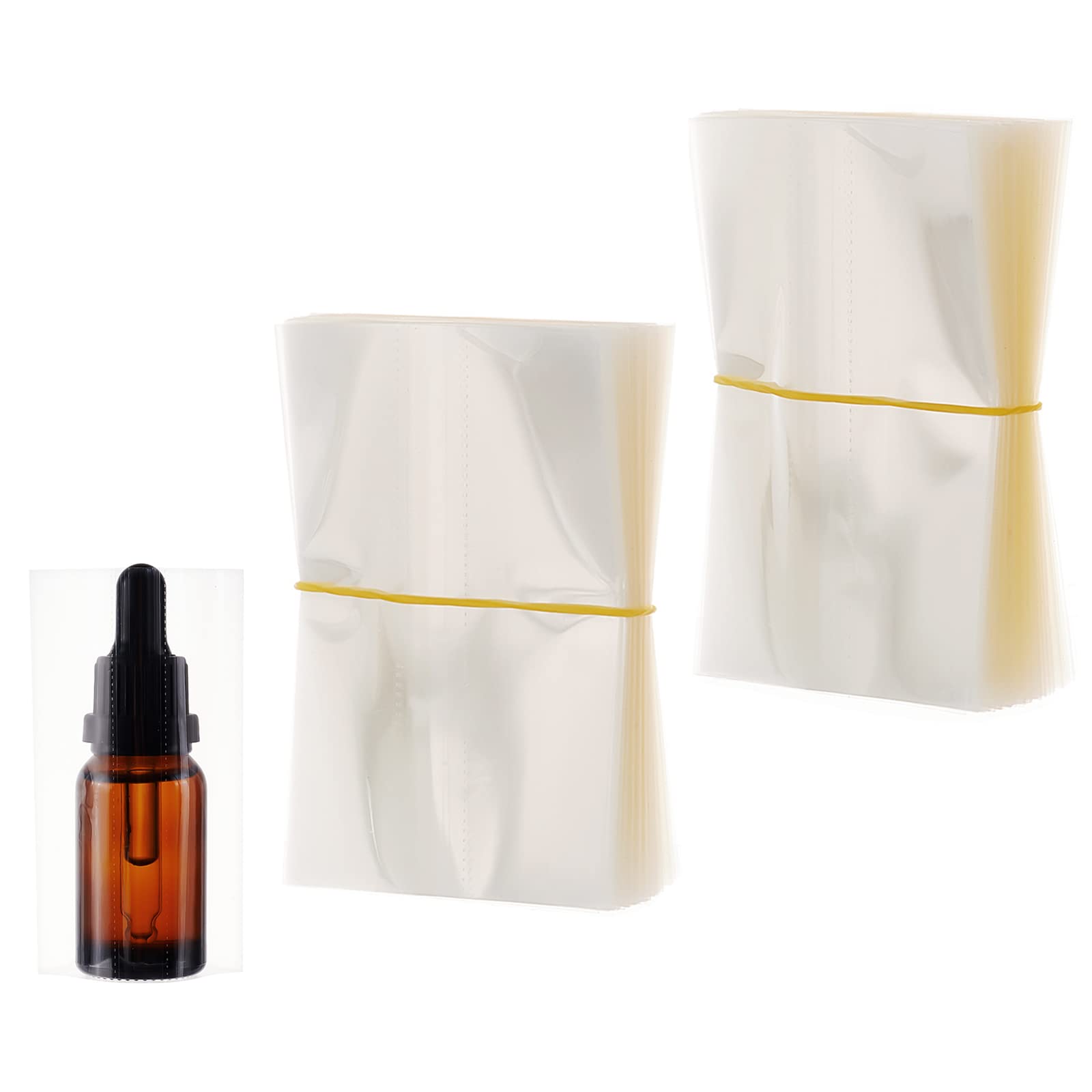 PH PandaHall 400pcs Shrink Wrap Band, PVC Heat Shrink Wrap Film for 30ml Glass Bottles Frosted Perforated Shrink Sheets Band Tamper for Cylinder Bottles, Jars, Cans and Tins, 2.2x3.4 Inch / 5.5x8.6cm