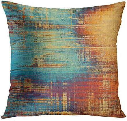 Emvency Set of 4 Throw Pillow Covers Classic Summary Blue and Orange Messy Rust Portray Ornamental Pillow Circumstances Dwelling Decor Customary Sq. 18×18 Inches Pillowcases