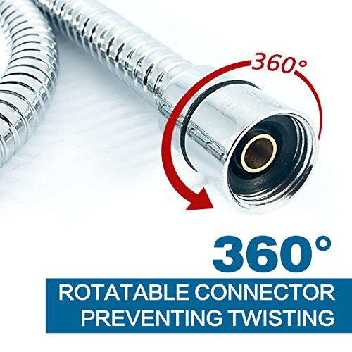 L&H Unico Extra Long 79Inch(2M) Stainless Steel Handheld Shower Hose With Brass Insert And Nut Durable Flexible Shower Head Replacement