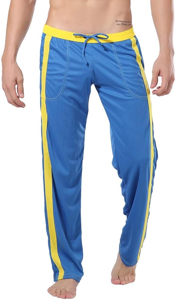 VEZAD Men's Striped Straps Summer Breathable Sport Pants Casual Sweatpants: Clothing