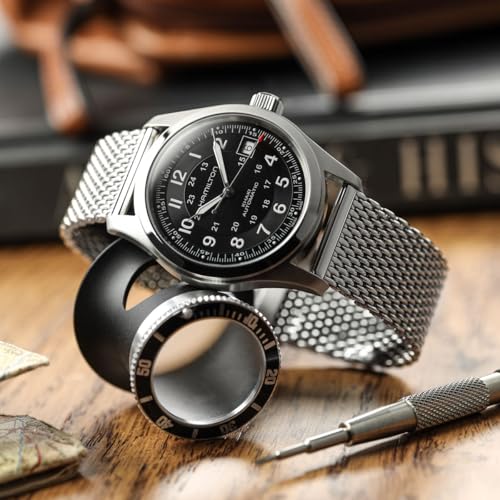 WatchGecko Classic Mesh Watch Strap, Polished or Satin Brushed Finish, 18-22mm. Men's Replacement Stainless Steel Band. Quick Release Spring Bars for Easy Changes