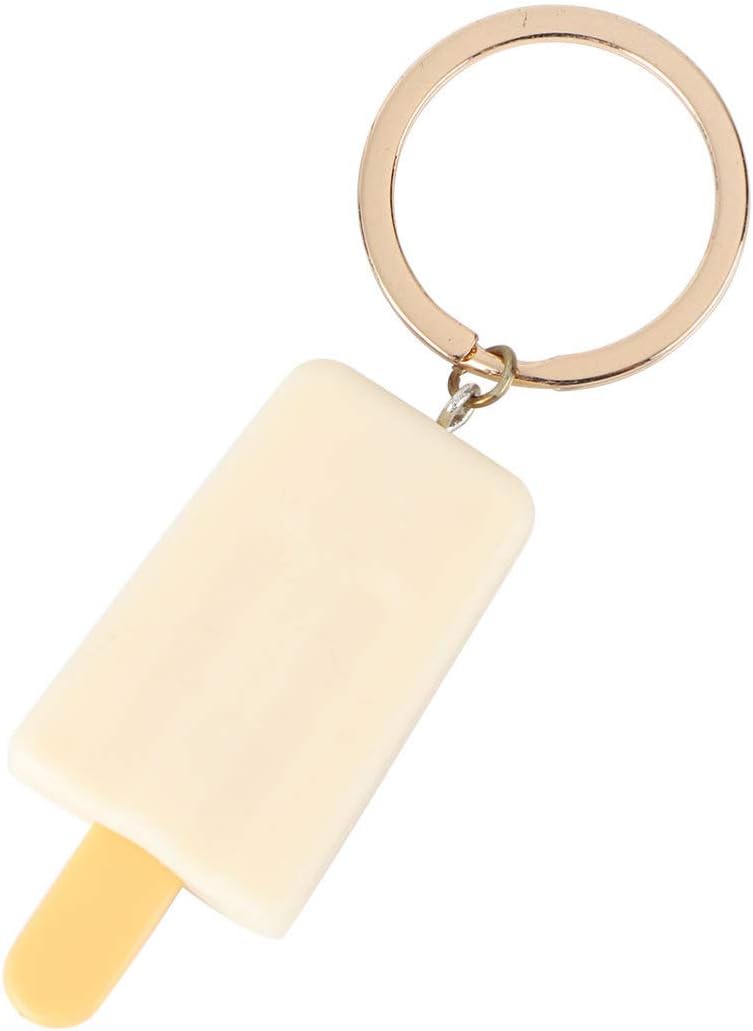 Happyyami Ice Cream Key Chain Dessert Food Metal Ring Keychain Charm Hanging Handbag Pendant for Bag Car Decoration
