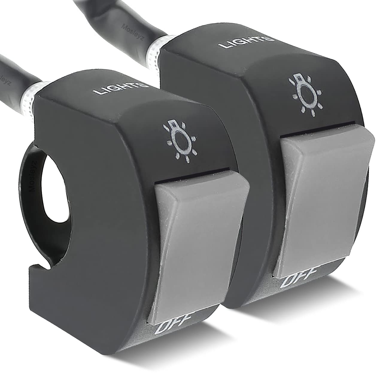 Photo 1 of 2 Pieces Motorcycle Handlebar Switch Handlebar Toggle Switch with On Off Push Button for U5 U7 U2 Motorcycles Scooter Electrombile Motorbike-7/8inch 22mm Grey