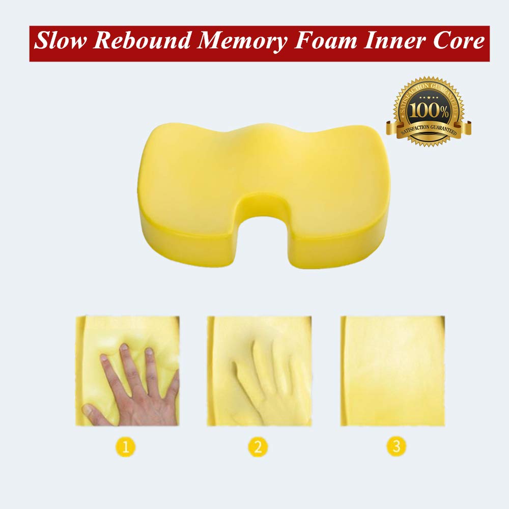 Peach Halves Orthopedic Pure Memory Foam Seat Cushion, Non-Slip Seat Cushion for Back, Sciatica, Tailbone Pain - Premium Comfort Coccyx Cushion for Car, Office Chair, Wheelchair