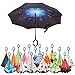 Sharpty Inverted Umbrella for Women - Windproof & Reverse - Easy to Open and Close - Upside Down & C-Shaped Handle - Rain & Wind Resistant - For Travel - Starry Sky