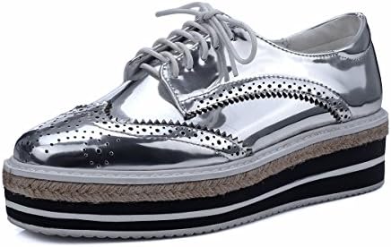 MINIVOG Platform Wingtips Square Toe Women Oxfords Shoe