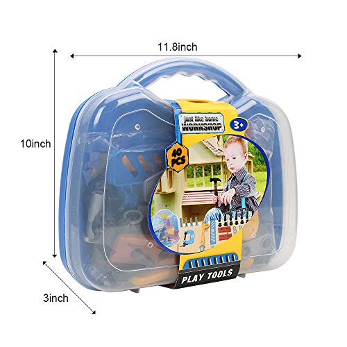 Elec3 Toy Tools, Kids Tool Set 40 Pieces for Toddlers, Boys Construction Play Tools Kit with a Durable Plastic Case-Children Learning, Educational Gift