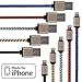Lightning Cable for iPhone 5 Pack Braided (3.3 Feet) in Black, Red, Blue, White and Gold - Cable w/ Lightning Connector - Lightning to USB cable / Cord for iPhone Compatible with iPhone 6 & 5