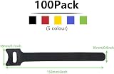 Oksdown 100 Pack Reusable Color Cable Ties 5 Colors Adjustable Hook Loop view 2
