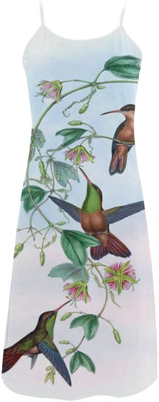 Slip Dress D-Story Custom Hummingbirds in The Blue Sky Women Sexy