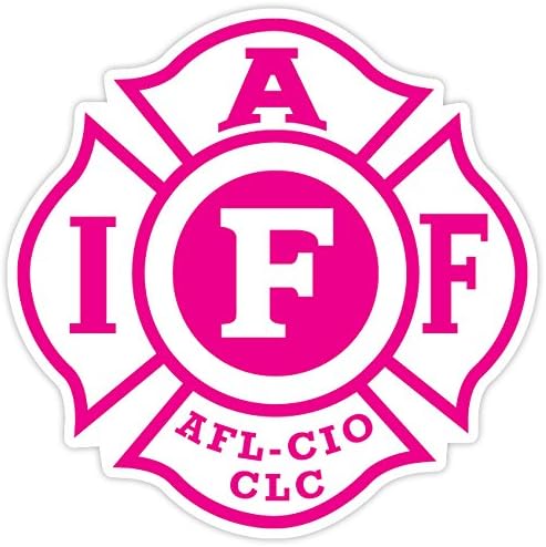 Fire Fighters International Association IAFF Sticker Decal Vinyl 4"x4" Red Blue Black Blue Pink Green (Pink)