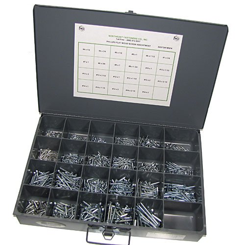 Phillips Flat Head Wood Screw Assortment,1475 Pieces