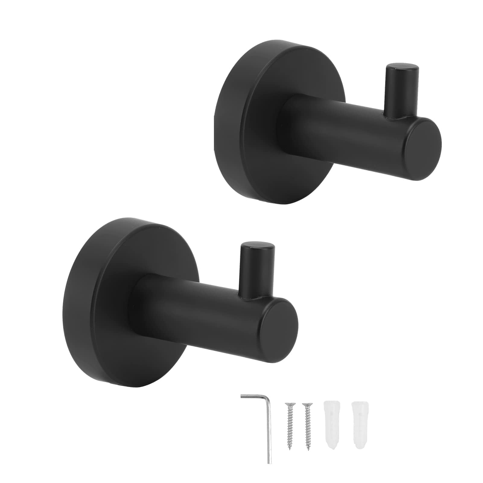 Beufee Hat Coat Hook, Robe Towel Hooks for Bathrooms, Matte Black Hook for Kitchen, Heavy Duty Wall Hook Rack, Stainless Steel Towel Hanger, Space Saving Organizer for Sponge Keys