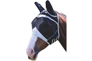 Shires Fine Mesh Fly Mask with Ears, Black,