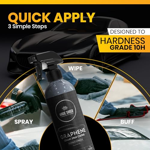 Graphene Ceramic Coating for Cars - High Protection 3 in 1 Spray, Recubrimiento 10h - Tratamiento Ceramico Automotriz con Grafeno Para Maxima Proteccion de Pintura y Brillo en Coches, Motos