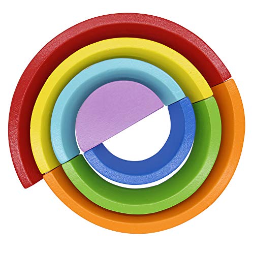 image for MorTime Wooden Rainbow Stacker, Tunnel Stacking Game, Jigsaw Puzzles E
