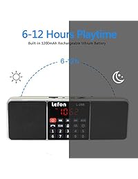 LEFON Bocina de medios y radio FM digital, multifunción, reproductor de música MP3, compatible con tarjeta TF disco USB con pantalla LED y función de reloj. Dorado Actualizado