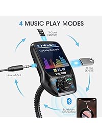 VicTsing (versión actualizada) Transmisor FM Bluetooth, estación de escaneo automático, transmisor de radio Bluetooth para coche con pantalla a color de 1,8 pulgadas, QC 3.0, modos EQ, Aux, llamadas manos libres