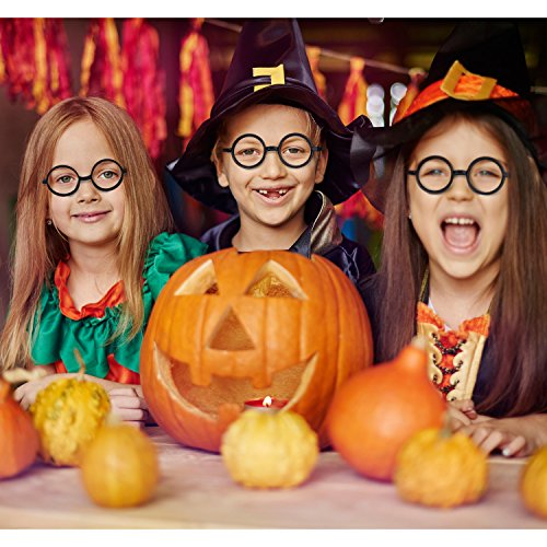 Shappy 16 Pack Round Glasses Frame No Lenses for Halloween Costume Party Supplies, Black