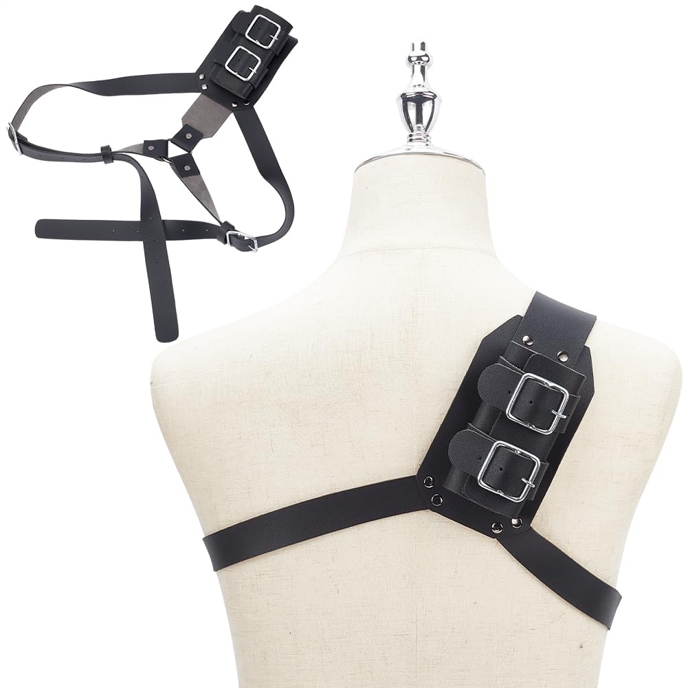 NBEADS Medieval Sword Frog Holder, 136cm Long Retro PU Leather Sword Frog Holder Sword Holster Back Belt Strap for Halloween Role Cosplay Fancy Dress Costume Props, Black