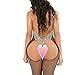 QueensHot Sexy Erotic Fishnet Halter Backless Leopard Bodystocking Catsuit Jumpsuit Lingerie Porn, Black, L
