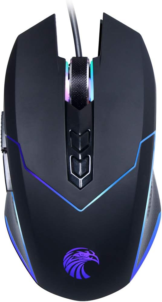 Wired Gaming Mouse with Side Buttons, Ergonomic Mouse with 4 LED Backlight Modes Up to 3200 DPI for Laptop/PC/MacBook Pro E-YOOSO X-5
