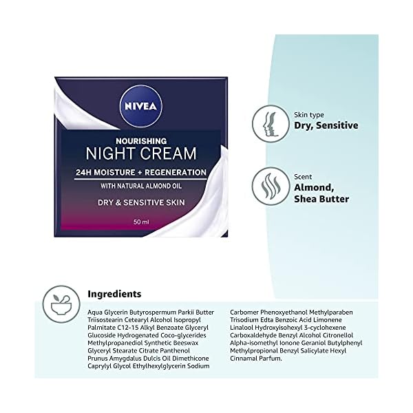 NIVEA Rich Regenerating Face Night Cream (50ml, Pack of 3), Almond Oil Moisturiser for Sensitive & Dry Skin, Perfect for…