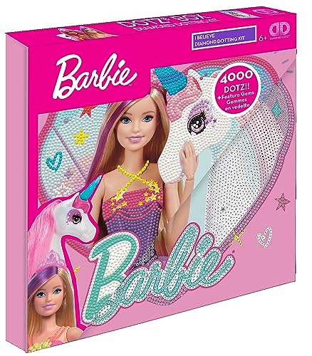 DIAMOND DOTZ DBX.094 Barbie Original 5D Diamond Painting Set, DOTZ Box I Believe, Creative Set with Sparkling Diamond Mosaic Stones, Painting Set Approx. 28 x 28 cm, DIY Complete Set for Children,