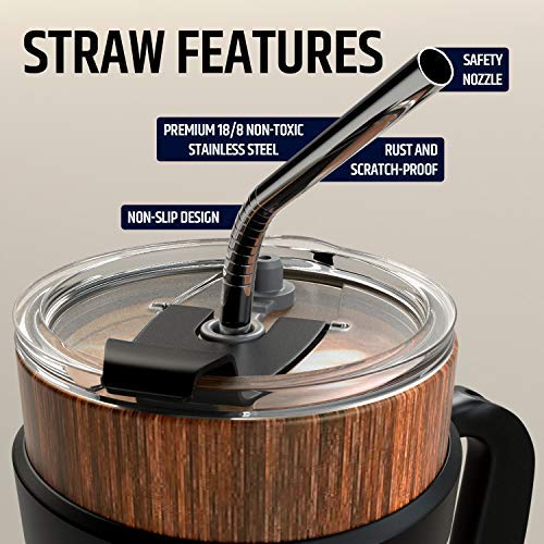 2 Reusable+Metal+Stainless+Steel+Straws