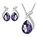 Axiba New Hot Women Girl Crystal Pendant Silver Chain Necklace Stud Earring Jewelry Set