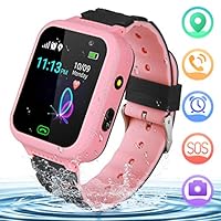 YENISEY Kids Smart Watch for Children GPS SOS Tracker Smartwatch, Waterproof with Chat Call Camera Alarm Clock Game Touch Screen Birthday Gifts for Girls and Boys (Pink)