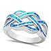 Oxford Diamond Co Lab Created Blue Opal .925 Sterling Silver Rings Size 7