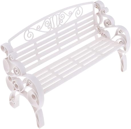 Amazon Com F Fityle Dollhouse Furniture 1 6 Scale Miniature Modern Styled Garden Patio Park Bench Garden Decor White Toys Games