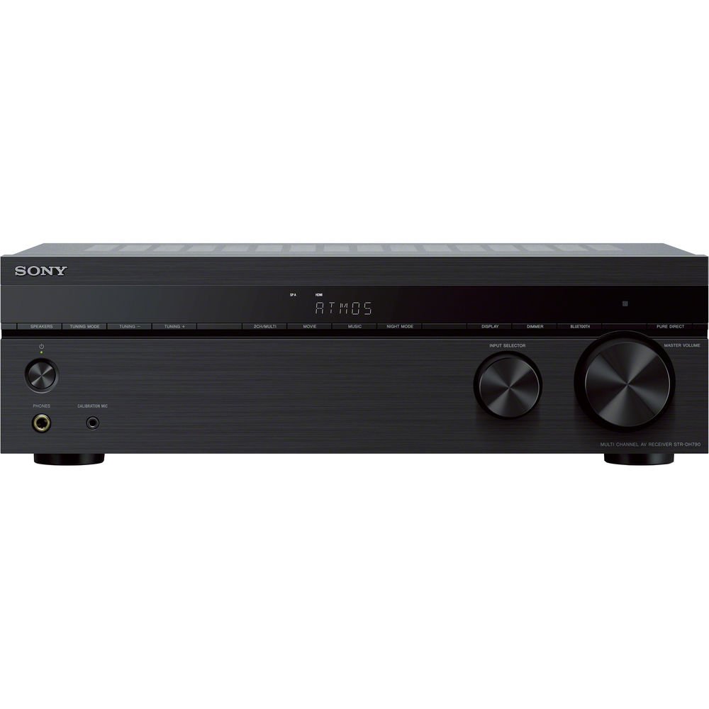 Sony STR-DH790 7.2ch Home Theater AV Receiver - Dolby Atmos, 100FT Select Series 16 AWG Speaker Wire, 2 Brass Speaker Banana Plugs (5-Pair), 2X 15FT Coaxial A/V RCA Cable, 2X 6FT HDMI