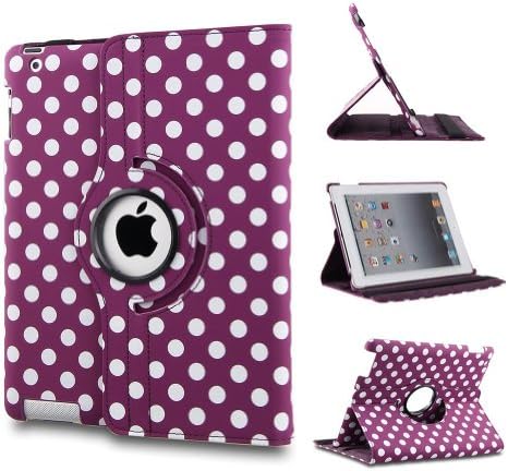 Creeracity Auto Sleep/Wake Function 360 Degree Rotating Smart Case Cover for 9.7 inch Apple iPad 2/3/4(iPad 2nd/3rd/4th generation) with a Stylus as a Gift (Purple)