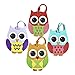 Colorful Unique Owl Luggage or Backpack ID Tags (Set of 4 -Assorted Styles)