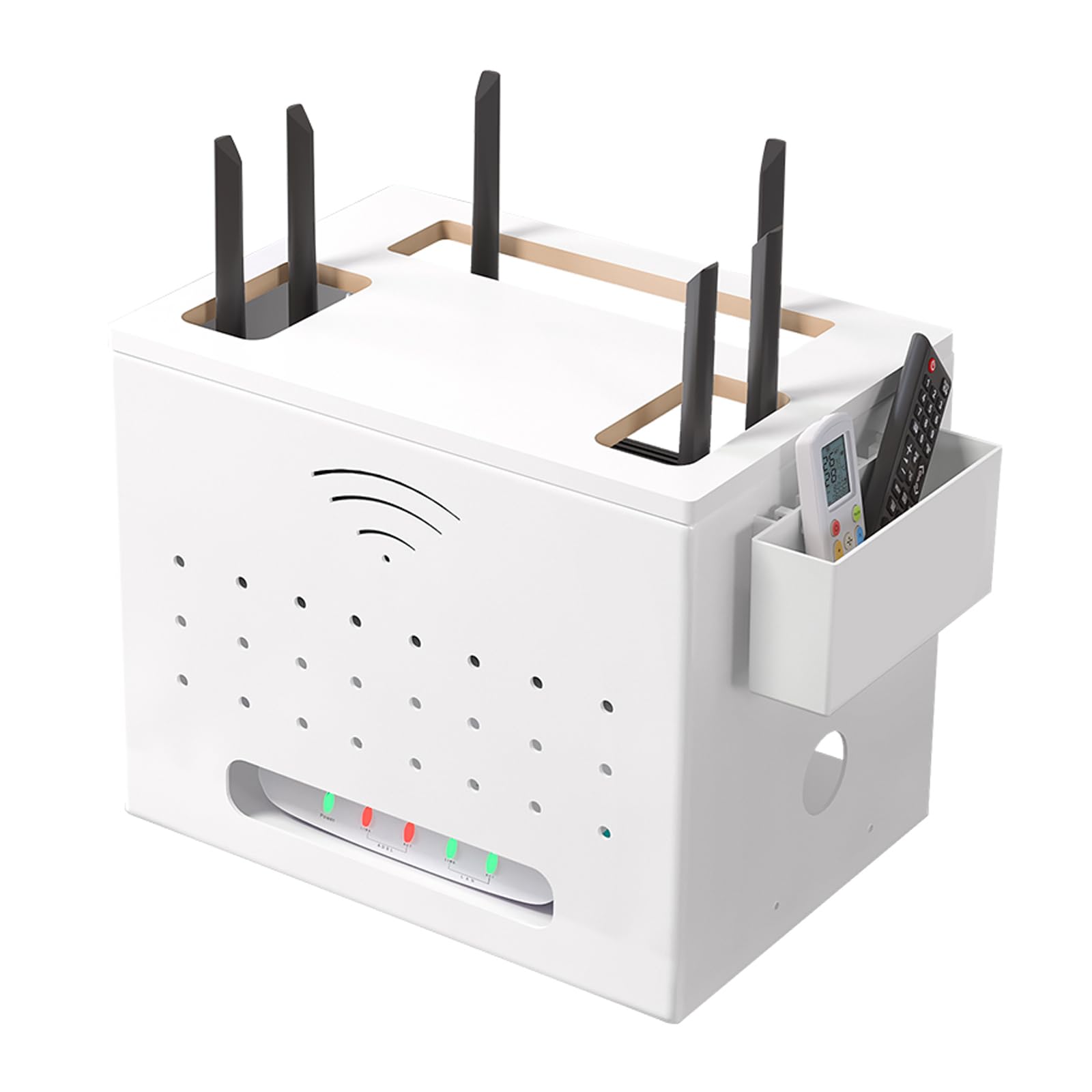 Photo 1 of Catekro WiFi Cabinet to Hide Router and Modem, WiFi Router Storage Box, Router Cover Decorative Box to Hide WiFi, Organized Power Strip Cable Management Hider Rack (White)