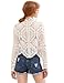 SheIn Women's Mock Neck Long Sleeve Sheer Crochet Plain Lace Top Blouse Large White