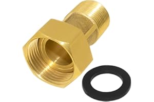 Joywayus Brass Water Meter Pipe Fitting Hex Nipple 3/4” NPS Male x 1” NPS Female Threaded 61mm Length Connector Water Meter With Seal Washer