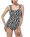 Retro Cute Polka Dot Swimsuits Swimwear Two Piece Bathing Swimming Suits for Women 2XL, Black/White