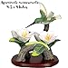 BANBERRY DESIGNS Hummingbird Figurine Porcelain with Pink Flowers with Separate Wood Base 4.5 Inch