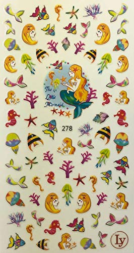 Nail Art 3D Decal Stickers Little Mermaid Tropical Fish Mermaid Tail Shell LY278