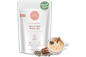 5 SPARROWS BRAND STEVIA DRINK MIXES 5 Sparrows Sugar-Free Spiced Chai Latte Flavored Drink Mix- Stevia, Keto Friendly, Low FODMAP - No Sugar Coffee Creamer, 10 oz