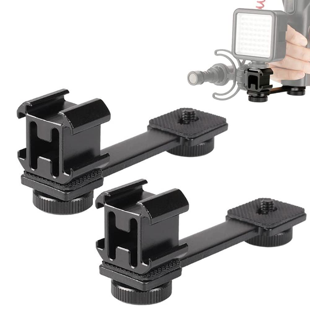 Hot Shoe Extension Bracket,Hot Shoe Extension Bar,Camera Hot Shoe Mount,Triple Hot Shoe Mount 1/4,2pcs Triple Cold Shoe Mount Camera Extension Bracket,Universal Hot Shoe Mount