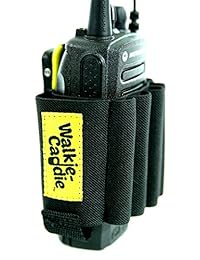 Walkie Caddy (amarillo) - Bolsa de accesorios para walkie talkies para Motorola CP 200 y la mayoría de los otros walkie talkies Negro con Bungee Amarillo