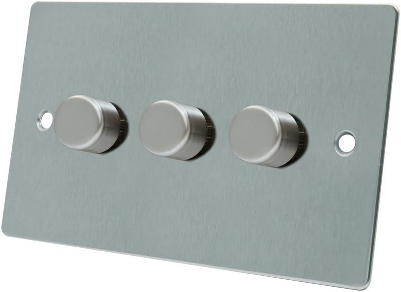 AET FSC3GDIM40 400 W 10 A 3-Gang 2-Way Satin Chrome Flat Triple Light Dimmer Switch