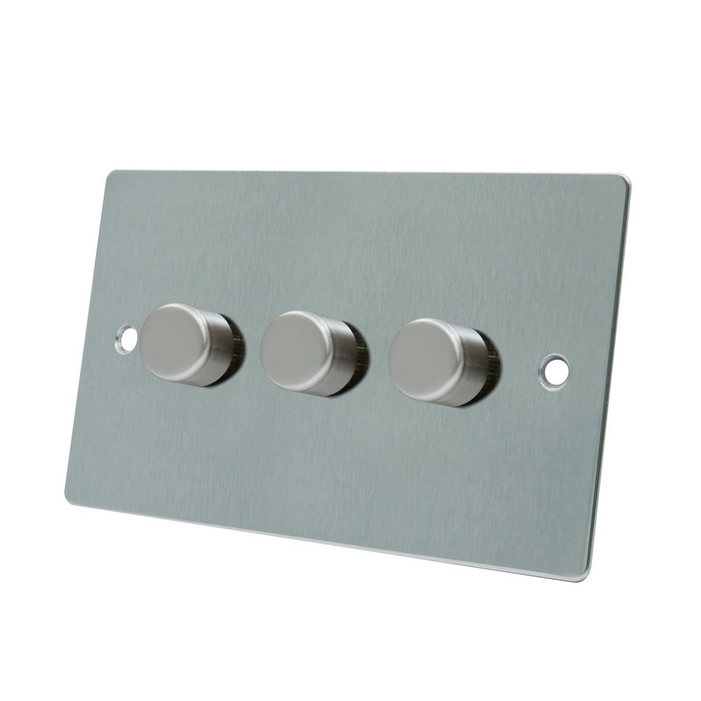 AET FSC3GDIM40 400 W 10 A 3-Gang 2-Way Satin Chrome Flat Triple Light Dimmer Switch