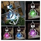 Solar Powered 7 Colors Changing Wind Chime Courtyard Hanging Moving Rotating LED Light