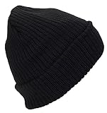 Best Winter Hats Adult Solid Color Thick W/Fleece Lined Cuffed Winter Hat (One Size) - Black