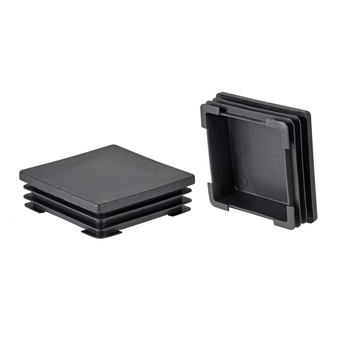sourcing map 12Pcs 70mmx70mm(2.76inch) Plastic Tubing Plug Square Post End Caps for Handrail Stair Newel Guardrail Tube Black